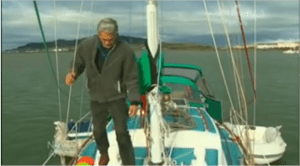 Tom on board his yacht in Bluff, New Zealand